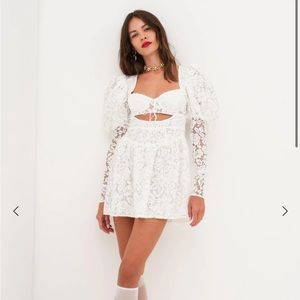 NWT For Love & Lemons Frances Puff Sleeve Mini Dress